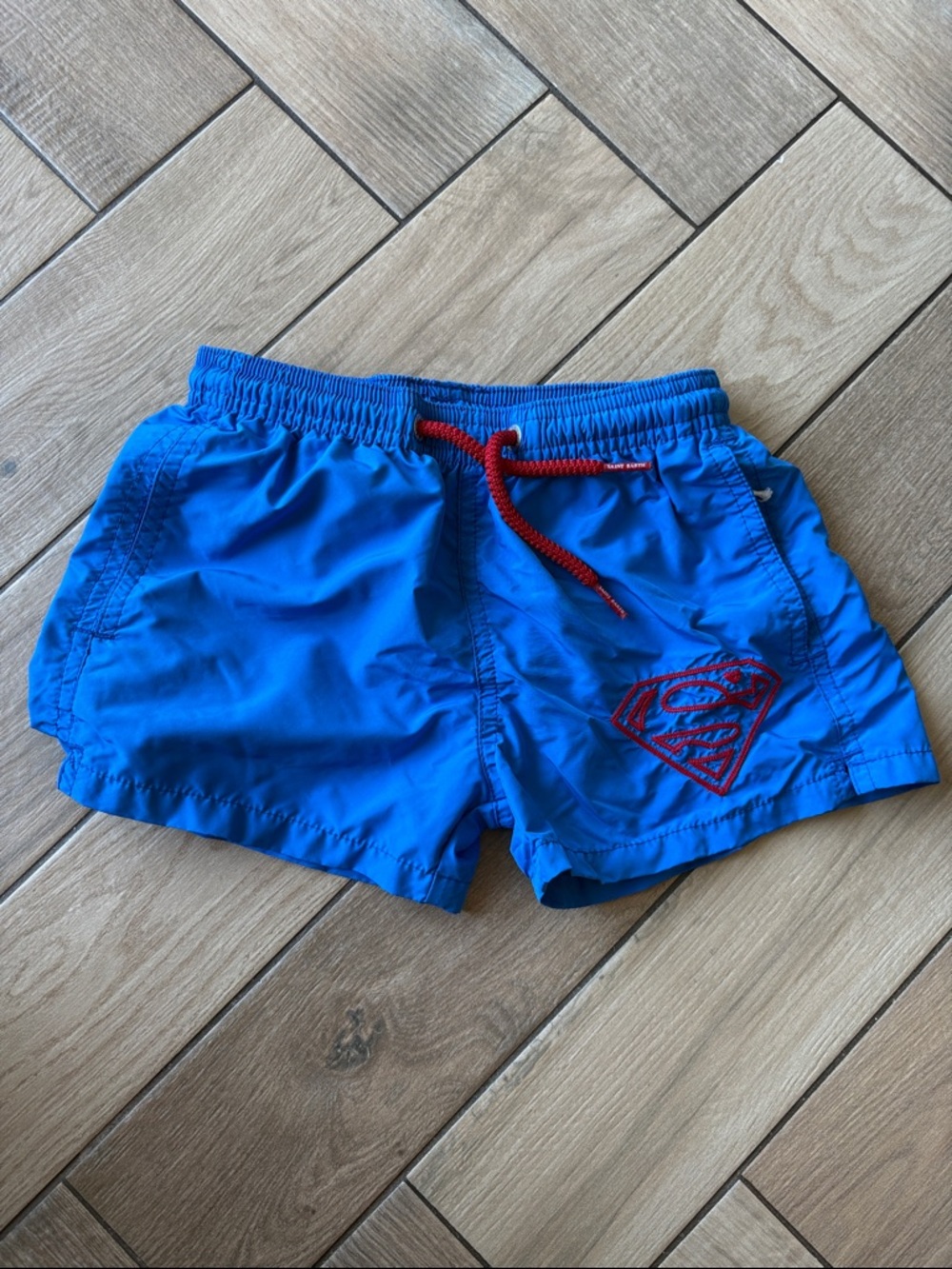 MC2 Saint Barth Blue Kids Swim Trunks  Embroidered Superman Logo